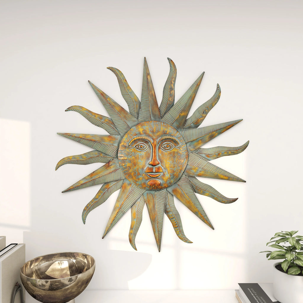 Gold Metal Indoor Outdoor Sun Wall Decor P66819