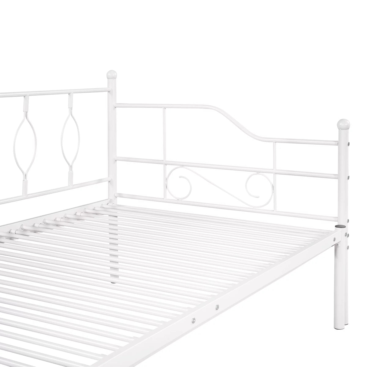 White Twin Size Metal Daybed with Trundle I331