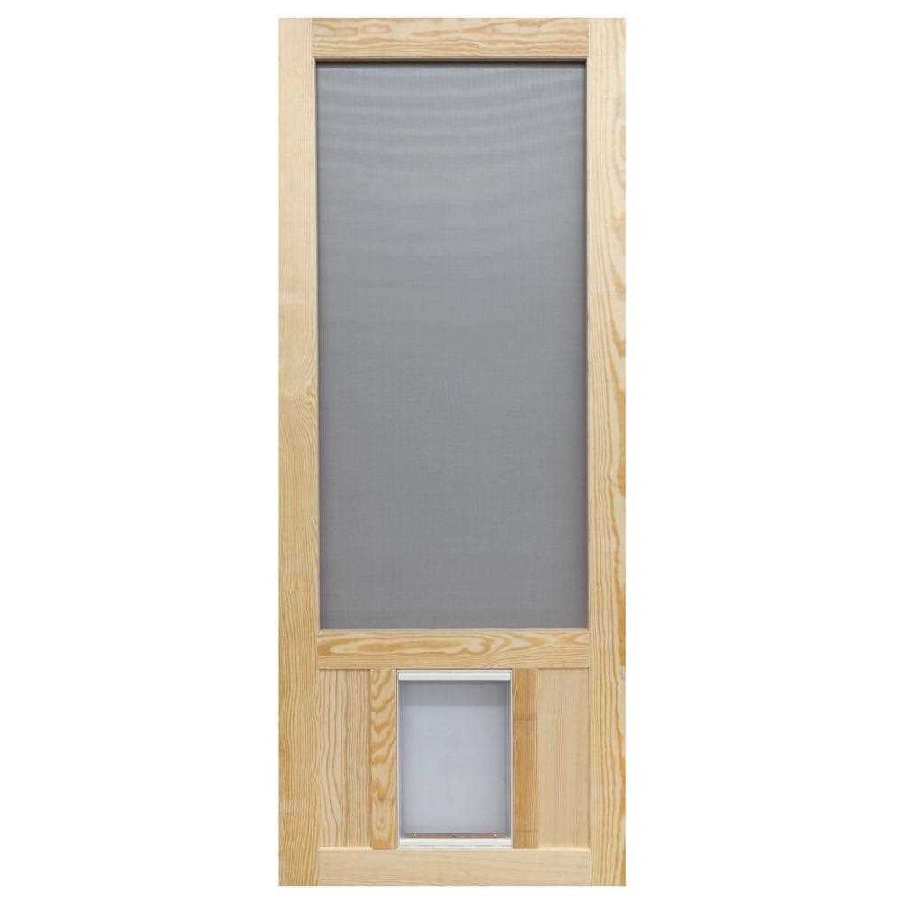 32 in. x 80 in. Reversible Wood Screen Door with Pet Flap D30041