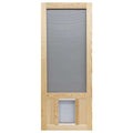 32 in. x 80 in. Reversible Wood Screen Door with Pet Flap D30041