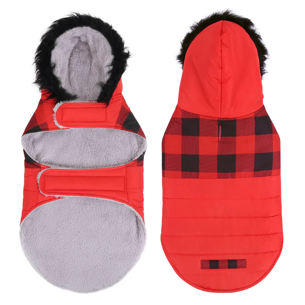 Fleece Lined Dog Puffer Jacket with Harness Hole X401877