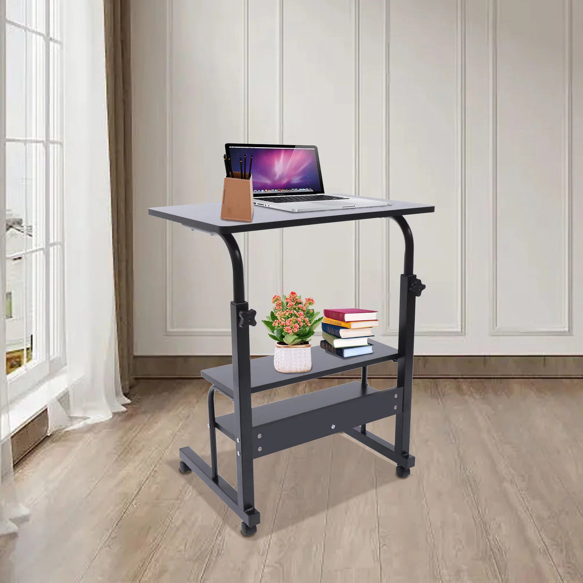 Portable Liftable Laptop Desk with Wheels S526