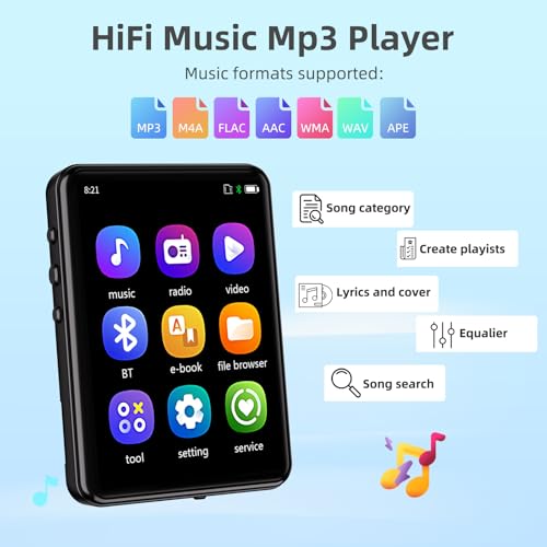 Black 32GB Bluetooth MP3 Player with Touch Screen X5759