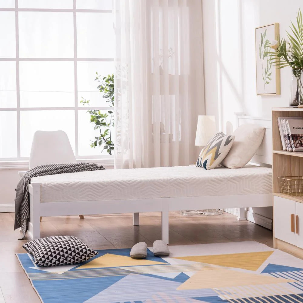 Gray Solid Pine Wood Twin Bed Frame with Headboard H987895
