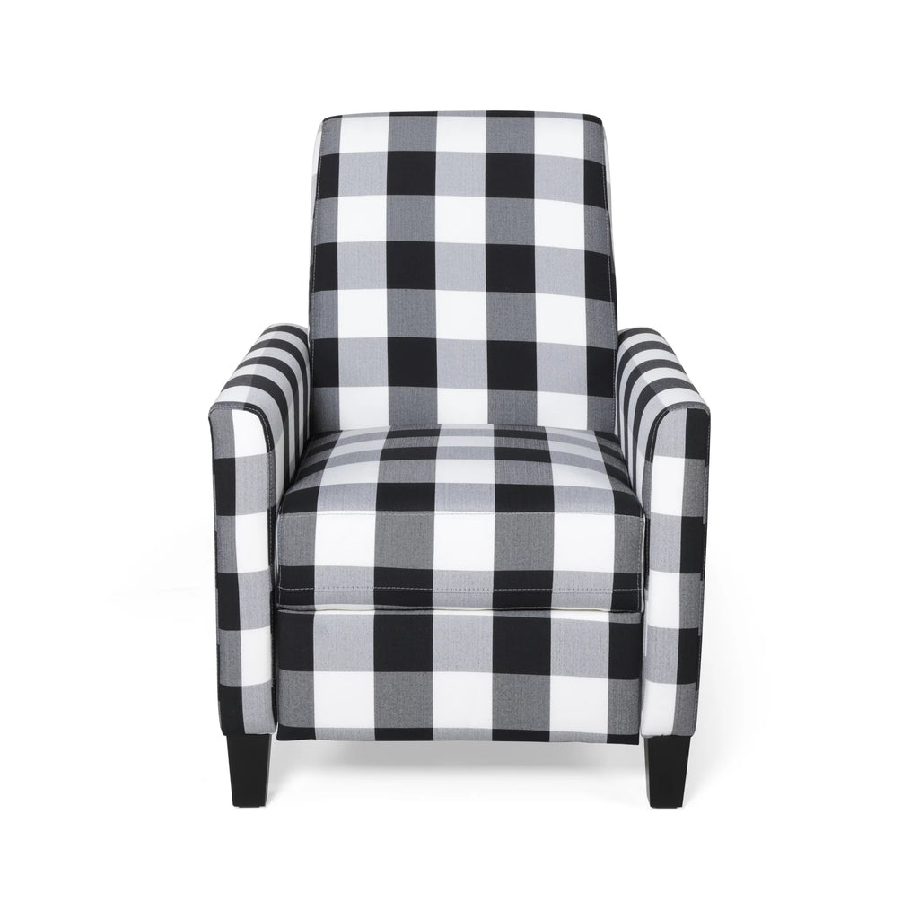 Black Checkerboard Fabric Push Back Recliner R83238