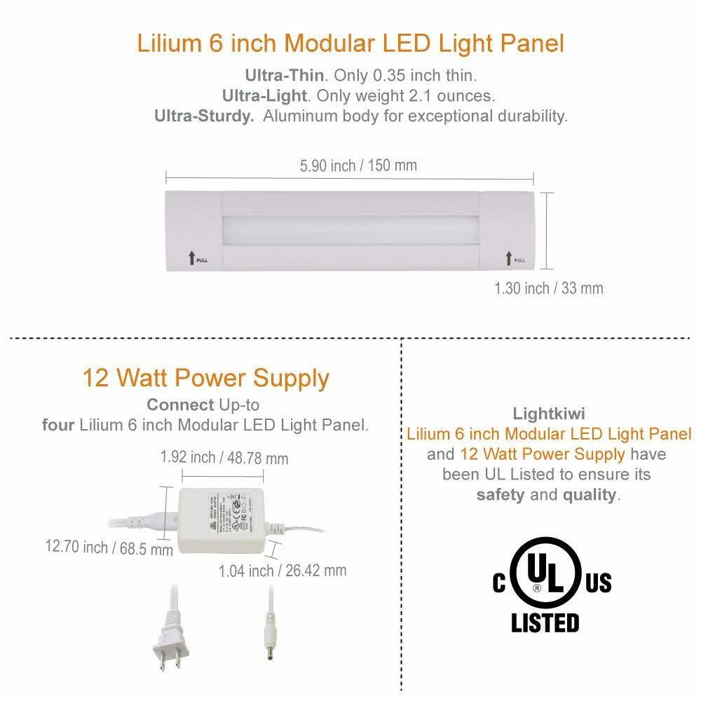 6 inch Cool White Modular LED Under Cabinet Lighting Standard Kit (4 Panel) Z836