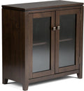 Solid Wood 30 inch Low Storage Cabinet with 2 Tempered Glass Doors and 2 Adjustable Shelves G6194