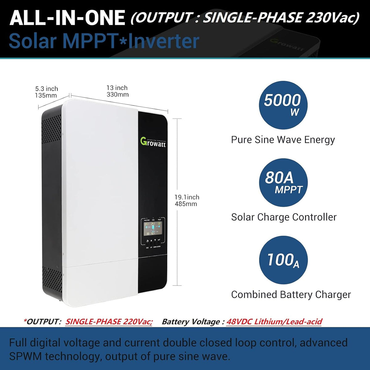 5000W Solar Inverter with MPPT Charge Controller N5343