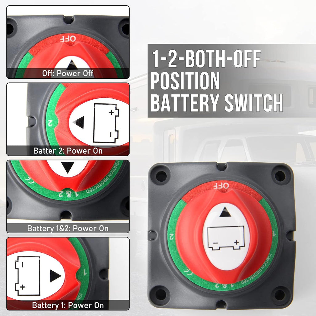 Battery Disconnect Switch 1-2-Both-Off 12V Marine Battery Master Switch B79184