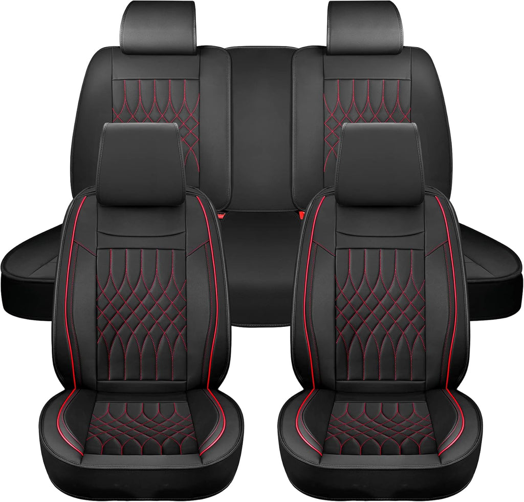 Black & Blue Leather Car Seat Covers Front Pair 2 Pcs Waterproof A803990
