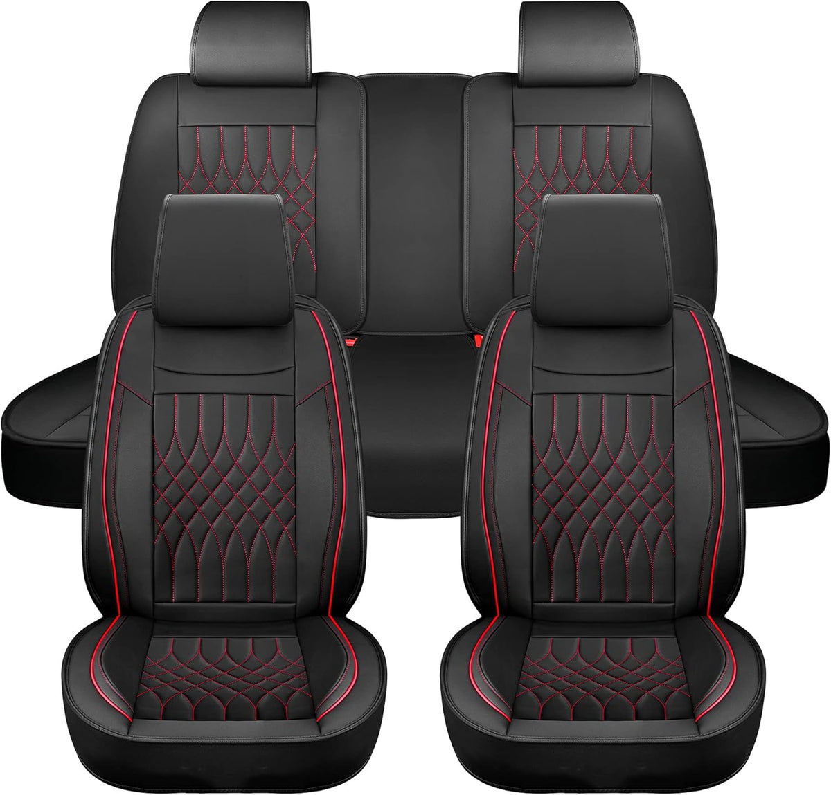 Black & Blue Leather Car Seat Covers Front Pair 2 Pcs Waterproof A803990