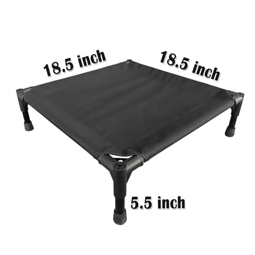 Elevated Dog Bed with Metal Frame, Cooling Raised Pet Cot (Small-18.5x18.5x5.5 inch, Black) A379284