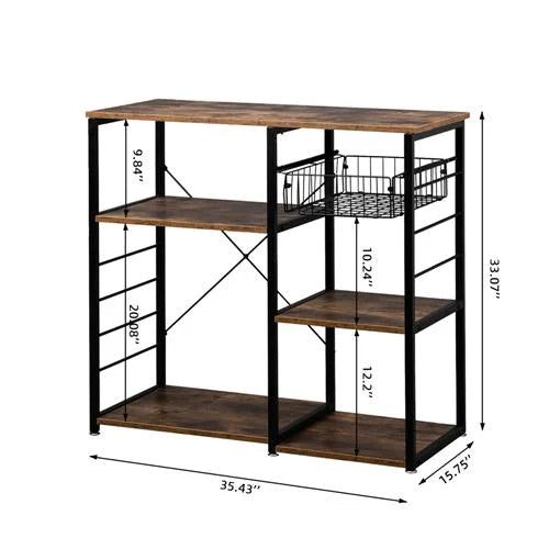 Rustic Brown Bakers Rack Microwave Oven Stand Z78286