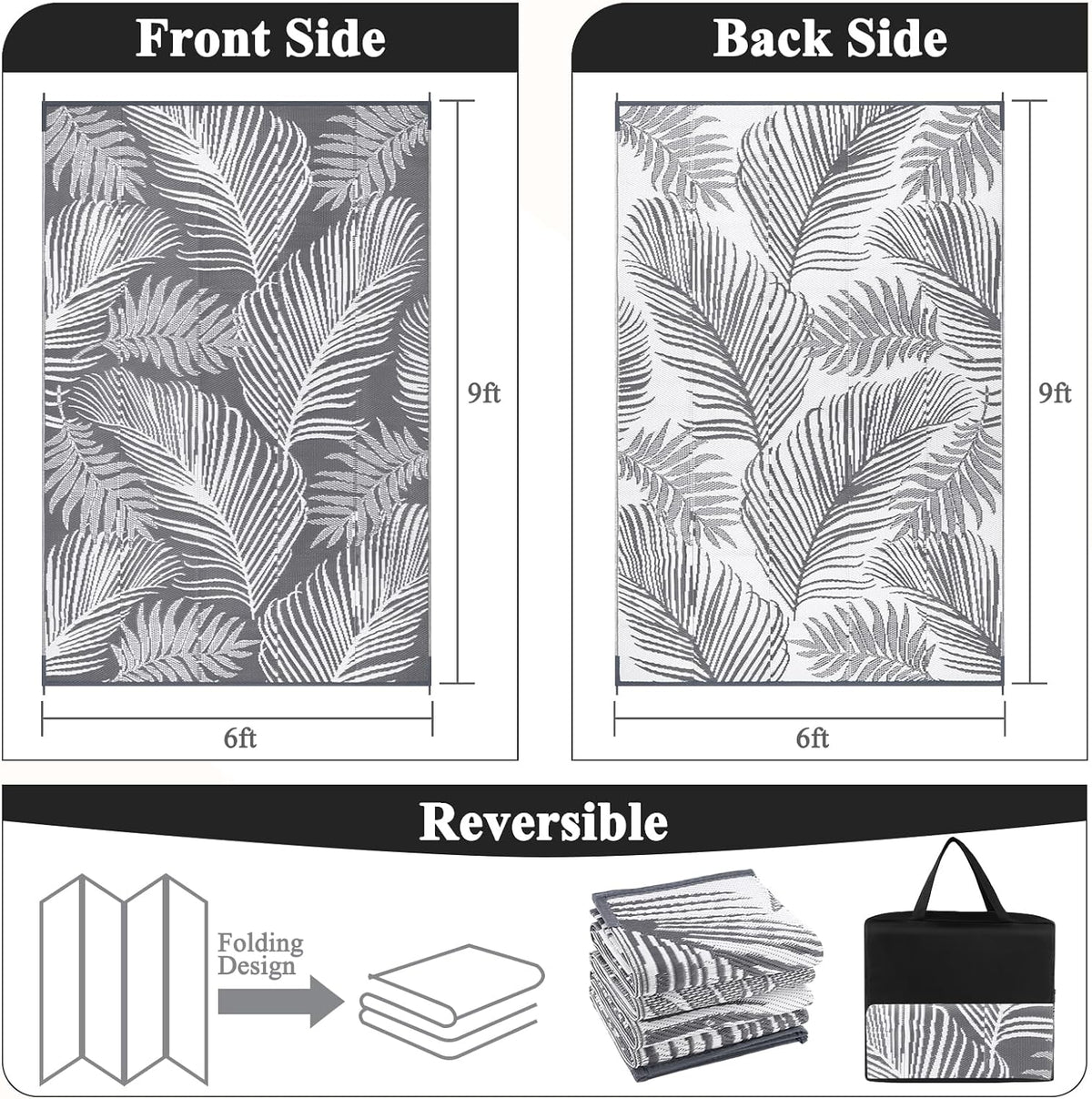 6'x9' Waterproof Reversible Outdoor Plastic Straw Rug I42263