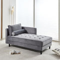 Gray Velvet Chaise Lounge Chair with Tufted Cushion O704