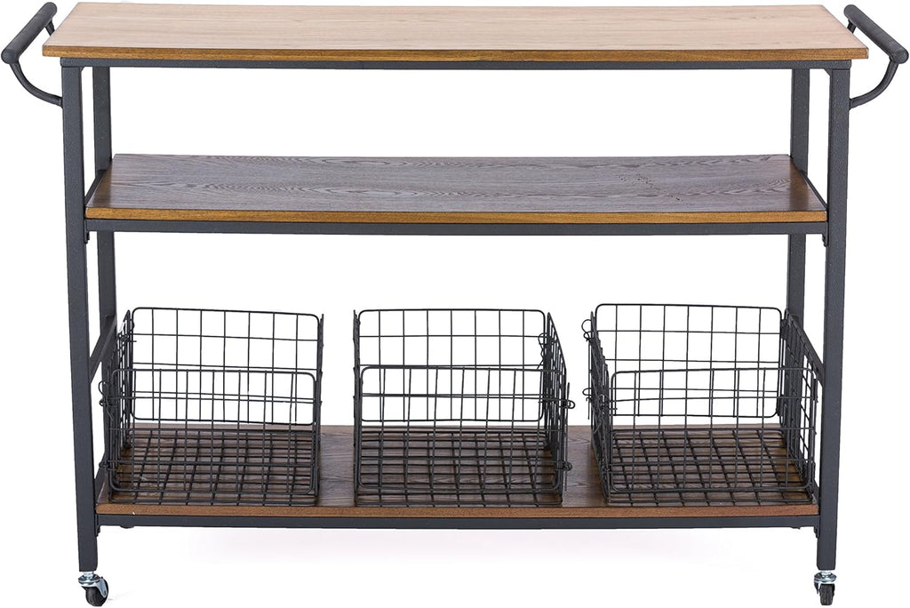Brown Wood and Metal Kitchen Cart Z952794