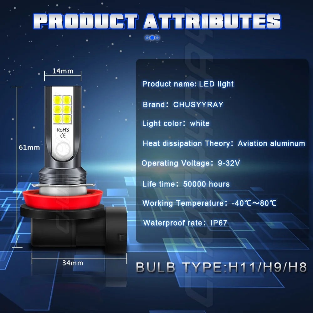 9007 & H11 LED Headlight Fog Light Bulb P1751