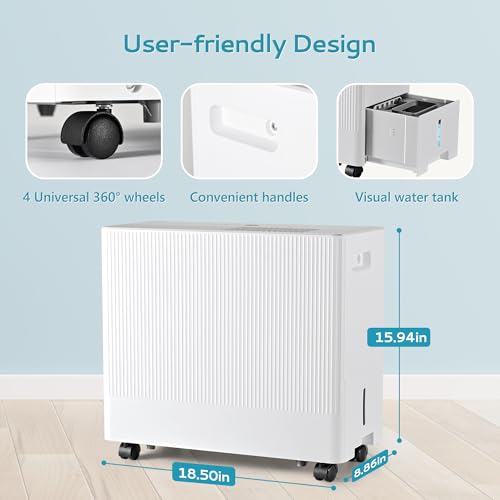 4500 Sq.Ft Energy Star Dehumidifier with Drain Hose, 50 Pint to 110 Pint Dehumidifier with 1.59 Gallon Water Tank W642840