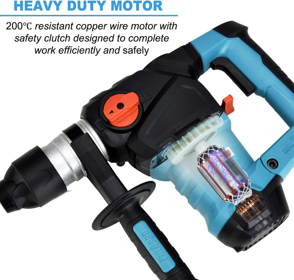 1-1/4 Inch SDS-Plus 12.5 Amp Heavy Duty Rotary Hammer Drill with Case V2651