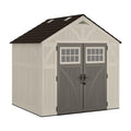 8' x 7' Heavy-Duty Resin Storage Shed with Reinforced Floor, Lockable Double Doors, Cream Q423358