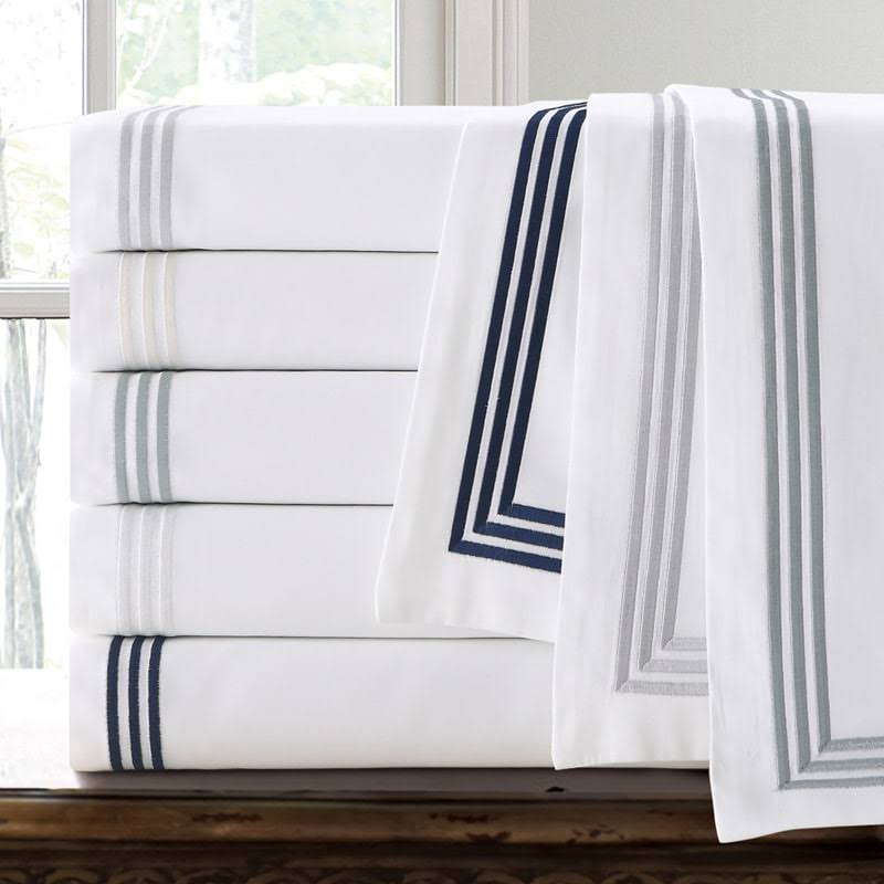 Navy Cotton Sateen 3-Piece Duvet Cover Set O954