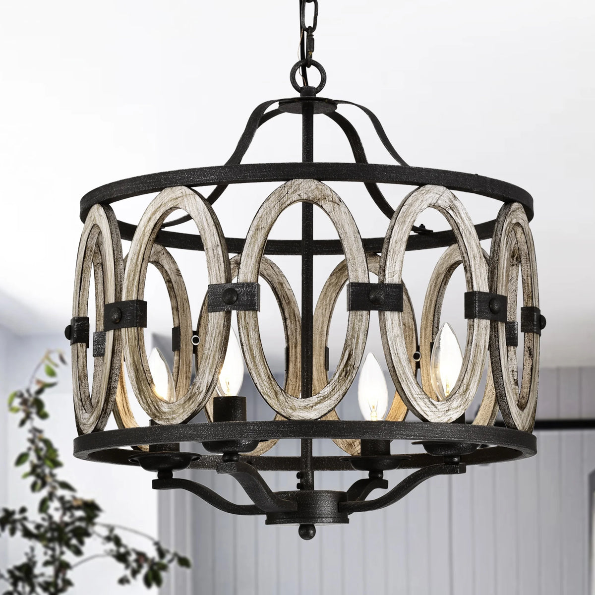 Faux Drift Wood 18inch Pendant Ceiling Lighted Chandelier P28371