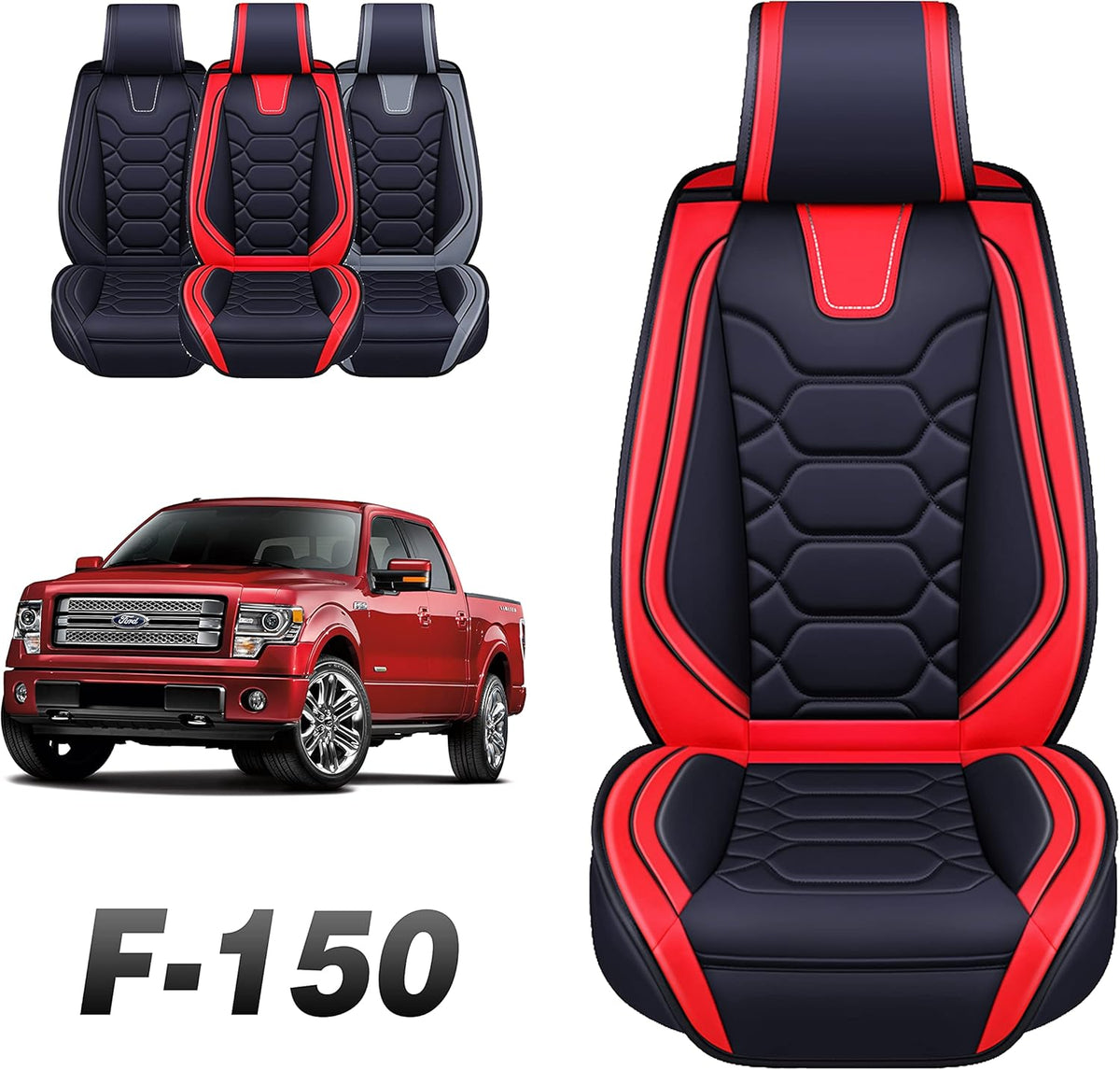 Gray Fabric Seat Covers for Ford F-150 F-250 F350 Front Pair I394