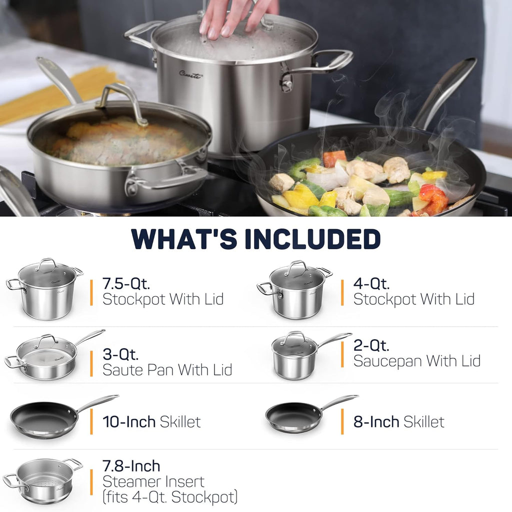 11pc Stainless Steel Cookware Set O45671