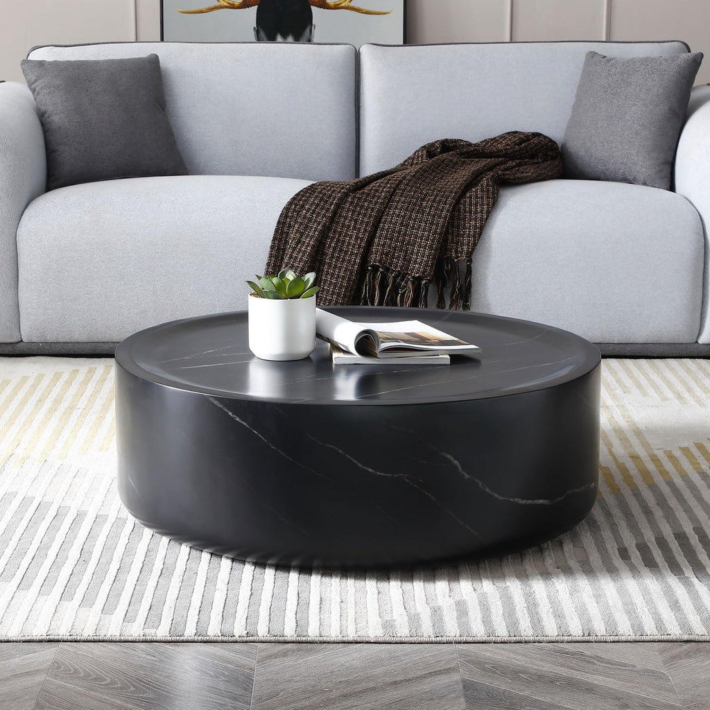 Black Faux Marble Round Coffee Table P251533