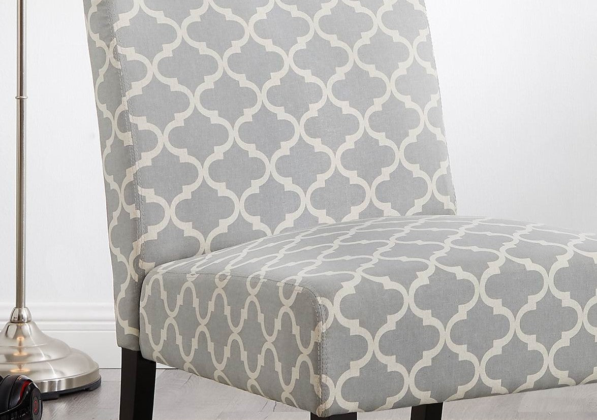 3Pc Set Gray Fabric Upholstery Side Table and 2 Chairs W4500