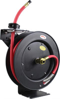 25ft Auto Rewind Retractable Reel with 3/8" x 25' Air Hose with Brass Fittings Pack of 2 X85995