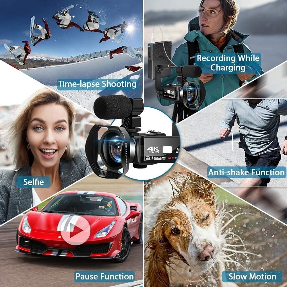 4K 48MP 18X Digital Zoom WiFi IR Night Vision Camcorder J41026