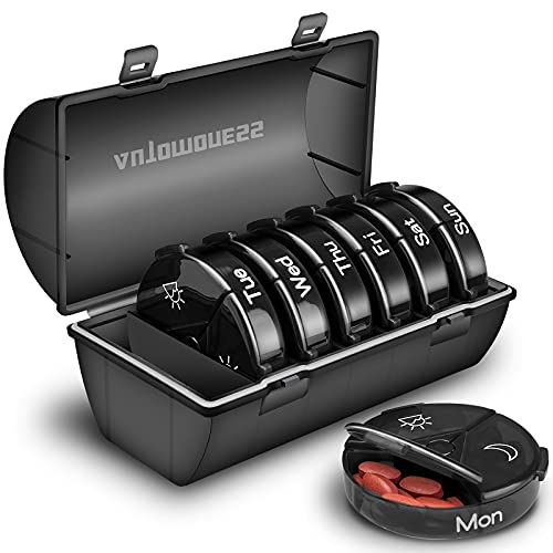 Black Weekly Pill Organizer 3 Times a Day O7098