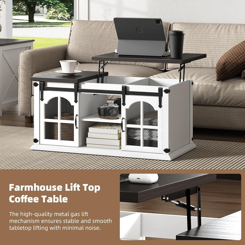 White Lift Top Coffee Table with Storage D232772