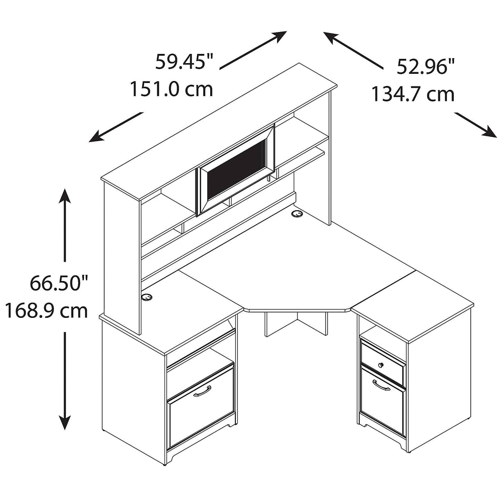 Corner Desk with Hutch and 2 Drawer File Cabinet T705