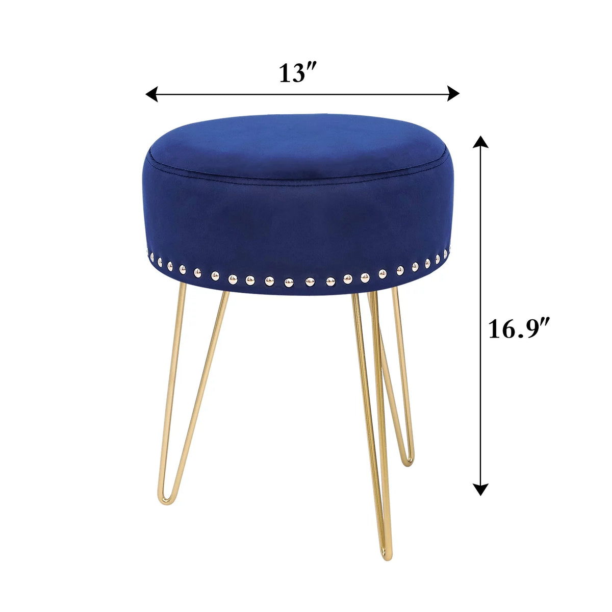 Round Modern Vanity Stool with Golden Metal Leg B354031