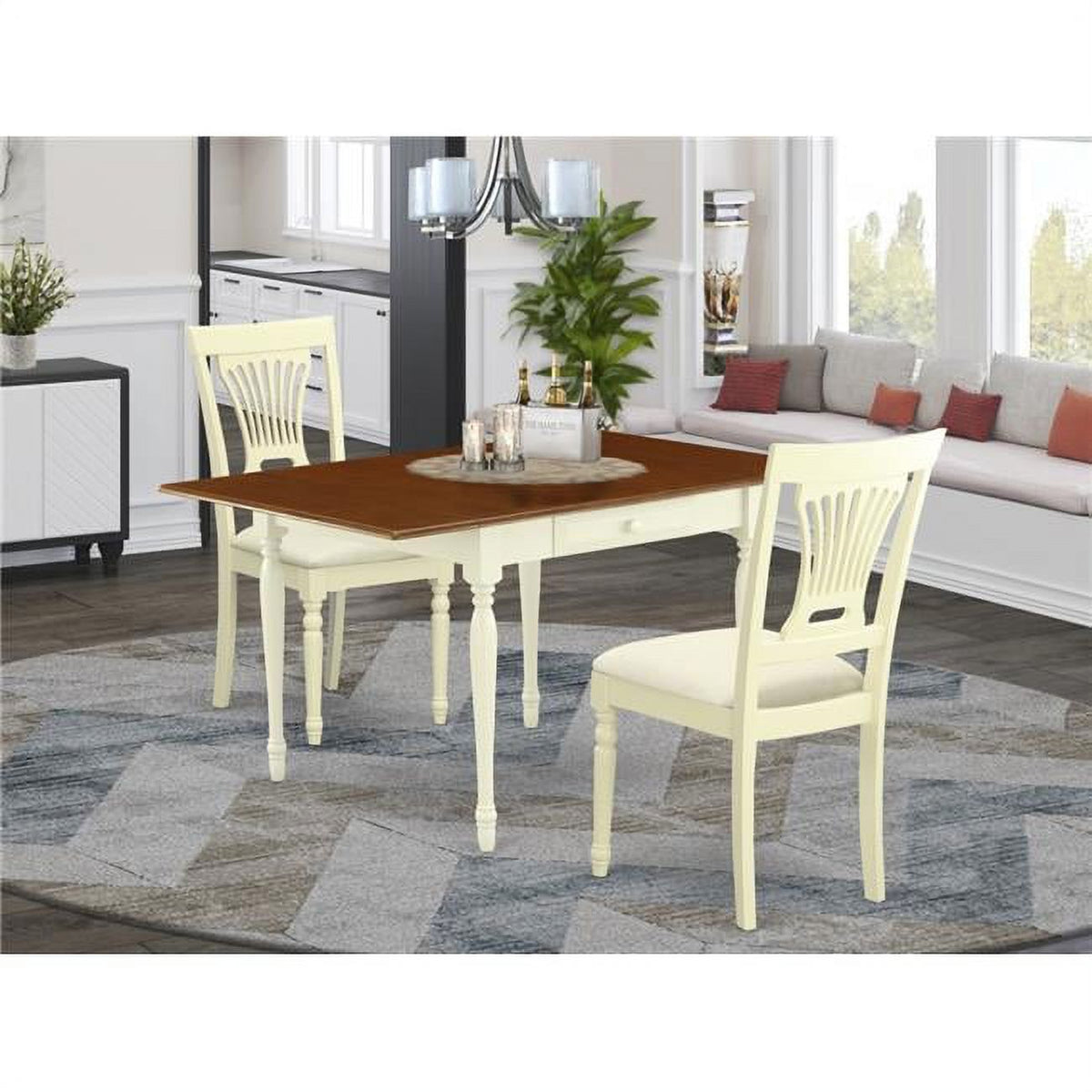 3-piece Dining Set with Linen Seat in Cherry T757232