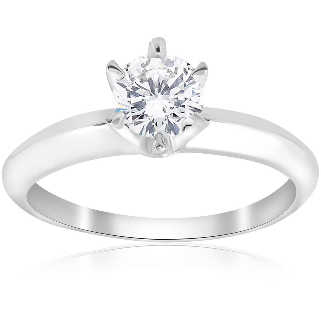 3/4ct Solitaire Diamond 14K White Gold Engagement Ring R345