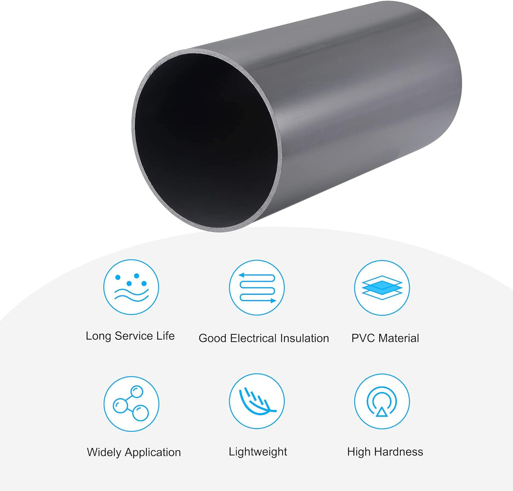PVC Rigid Round Pipe 6 ID 13 Length Light Grey Q575579