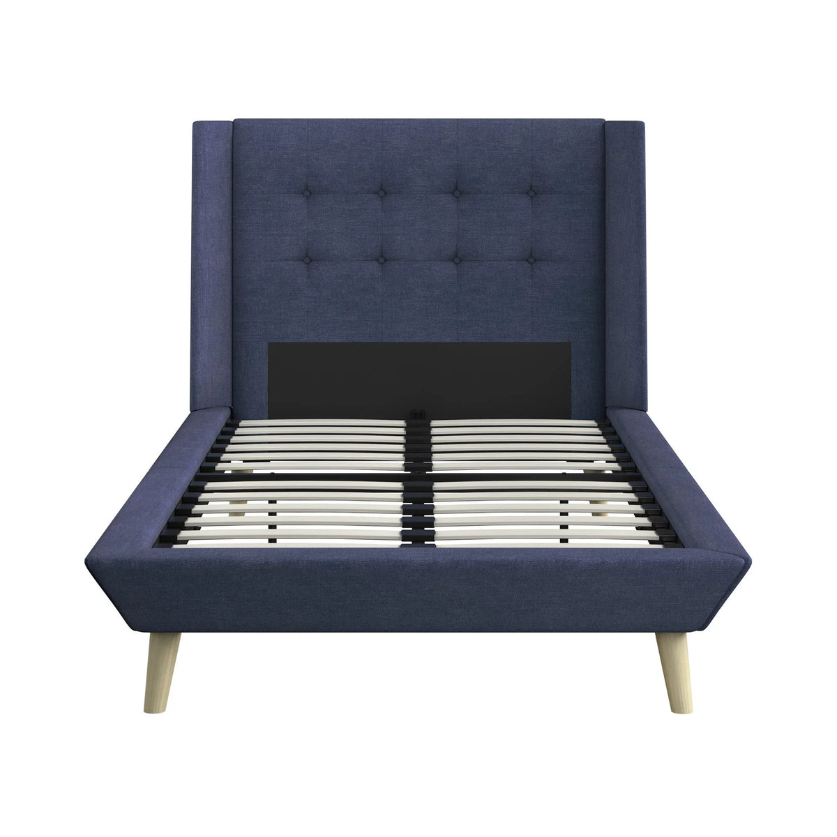 Blue Linen Upholstered Twin Bed E401809