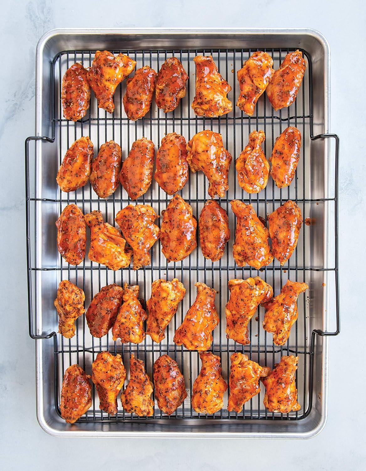 Extra Large Oven Crisping Baking Tray with Rack, Silver H85071