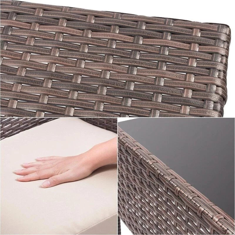Brown PE Rattan Wicker 4 Pieces Patio Furniture Set with Cushion V5482