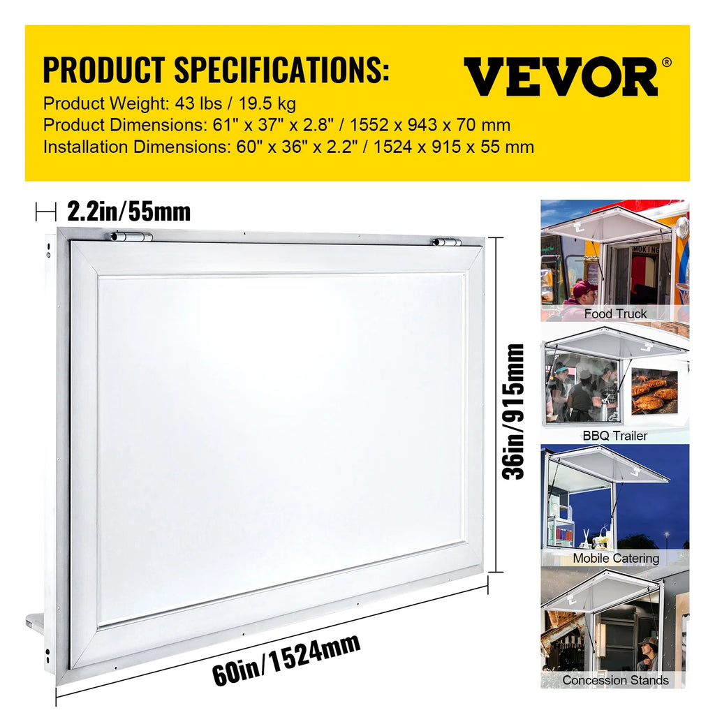 Concession Stand Serving Window with Awning Door N68853