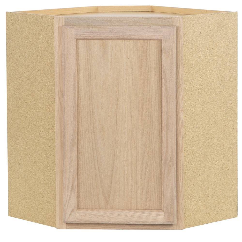 24-in W x 30-in H x 12-in D Natural Unfinished Oak Corner Wall Cabinet L6243