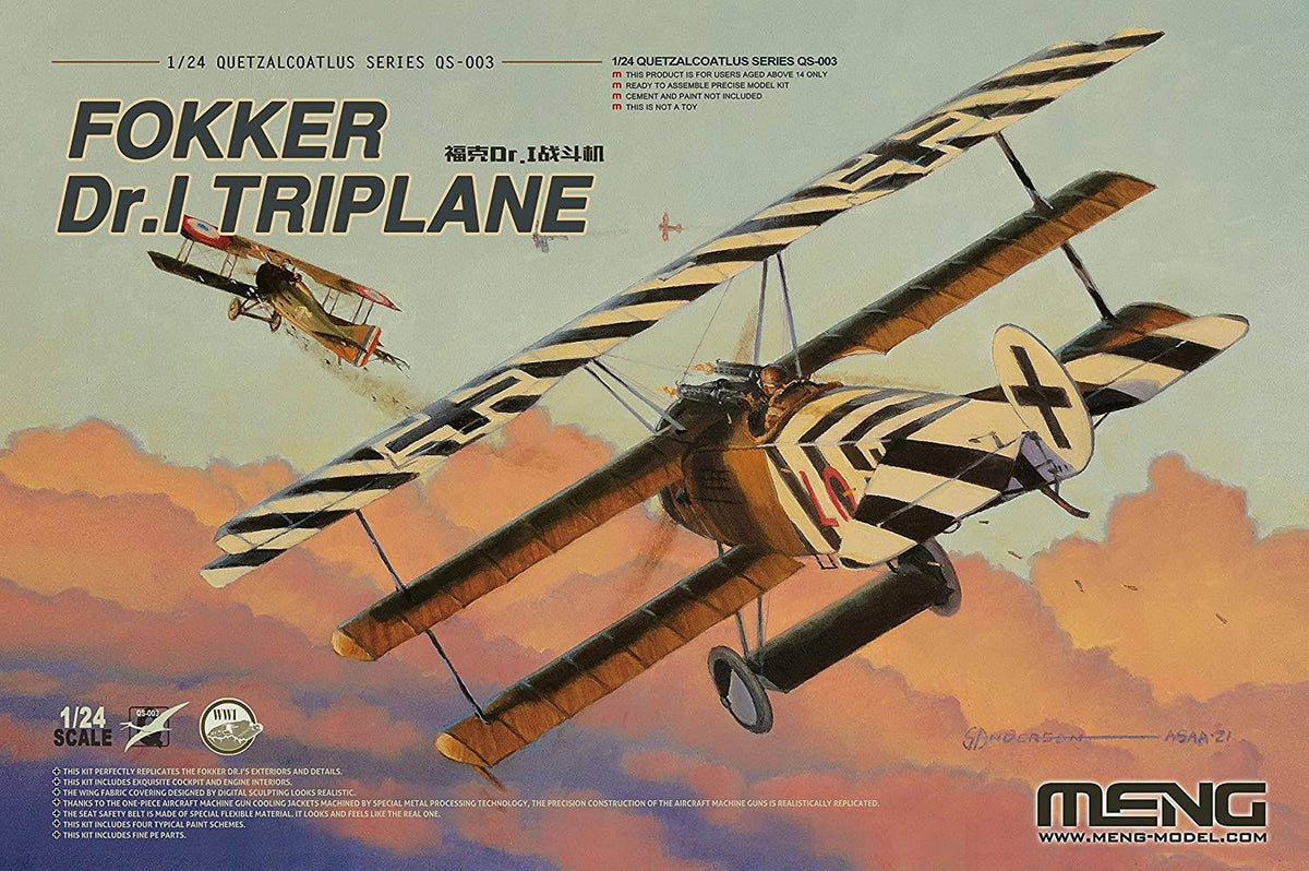 1/24 Scale Fokker Dr.I Triplane Plastic Kit L885427