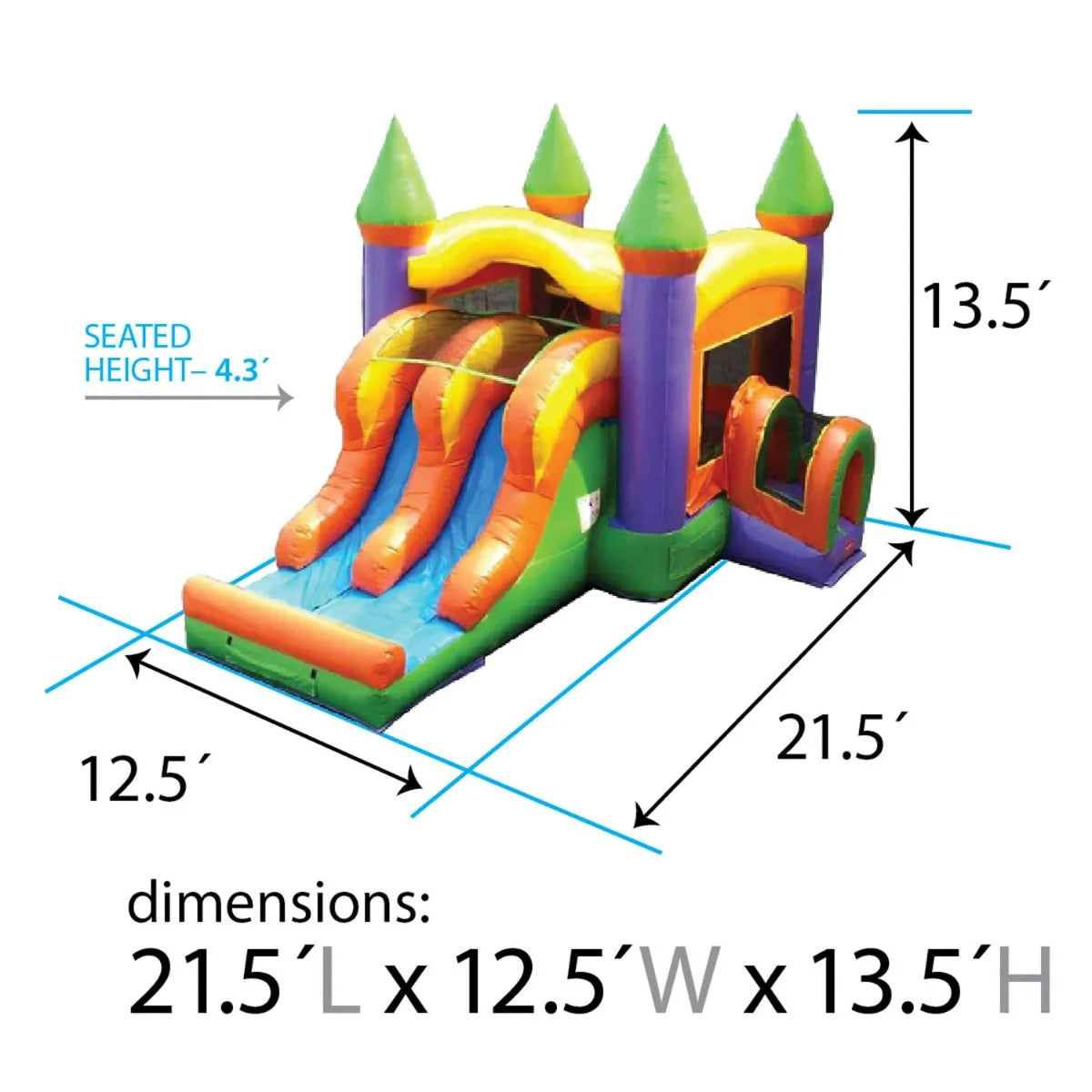 Orange Commercial Inflatable Bounce House with Dual Slide L38799