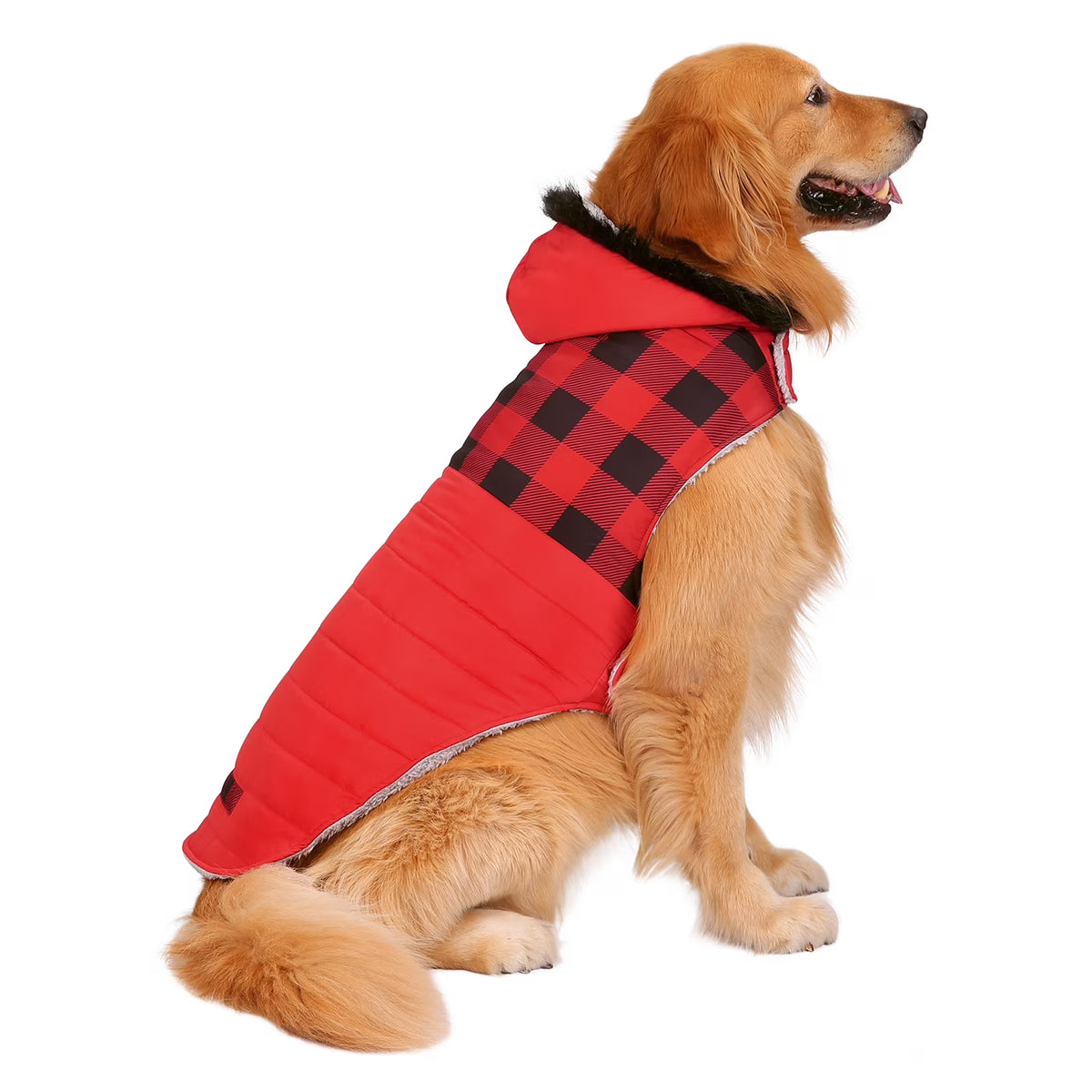 Fleece Lined Dog Puffer Jacket with Harness Hole X401877