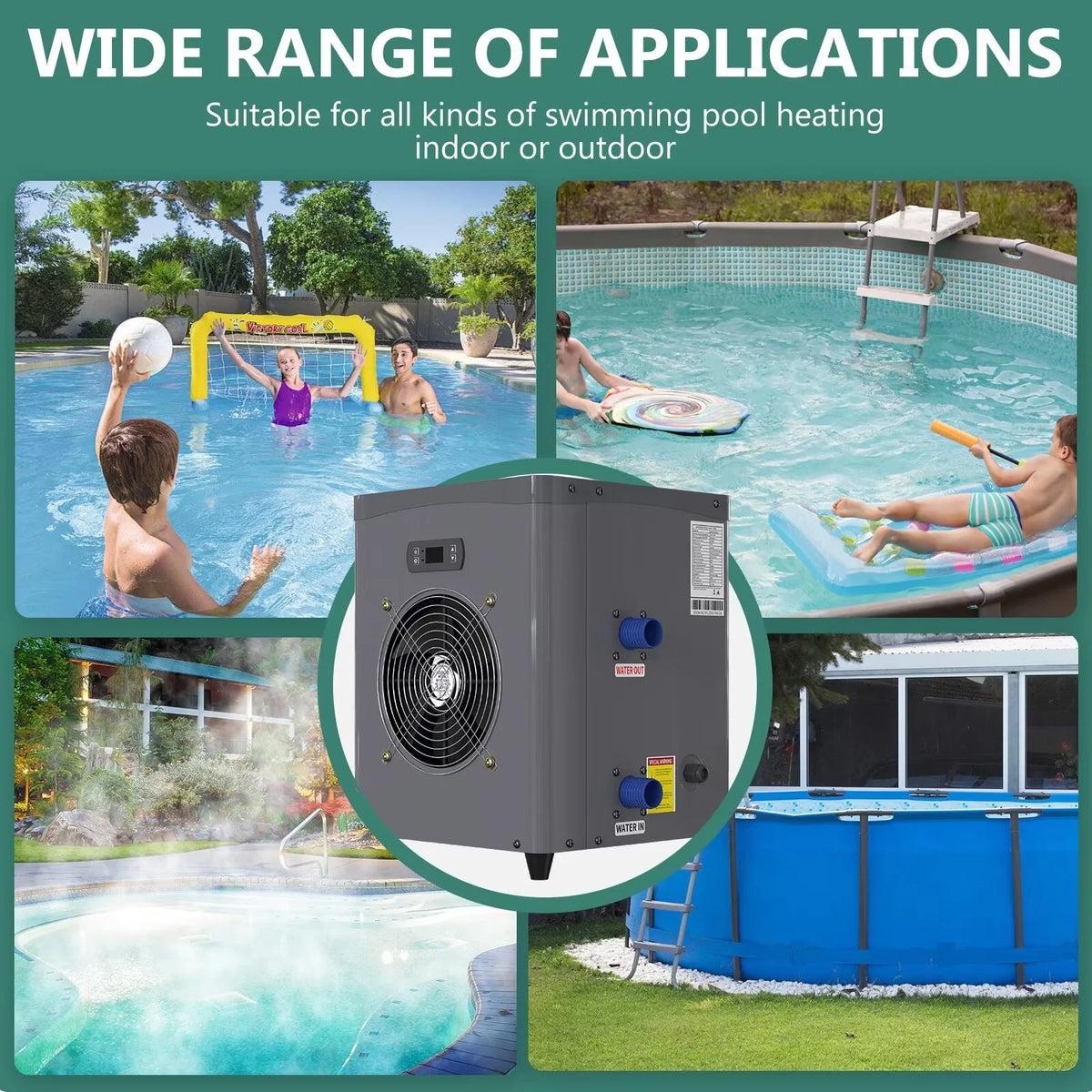 Swimming Pool Heat Pump, 14945 BTU/hr, 110V-120V/60Hz U8112