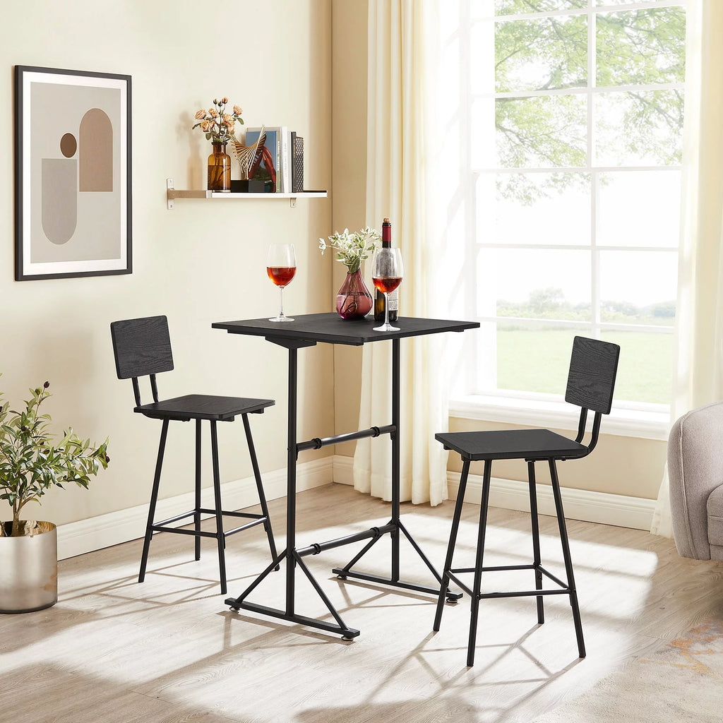 3-Piece Square Dining Table Set with 2 Stools Q393