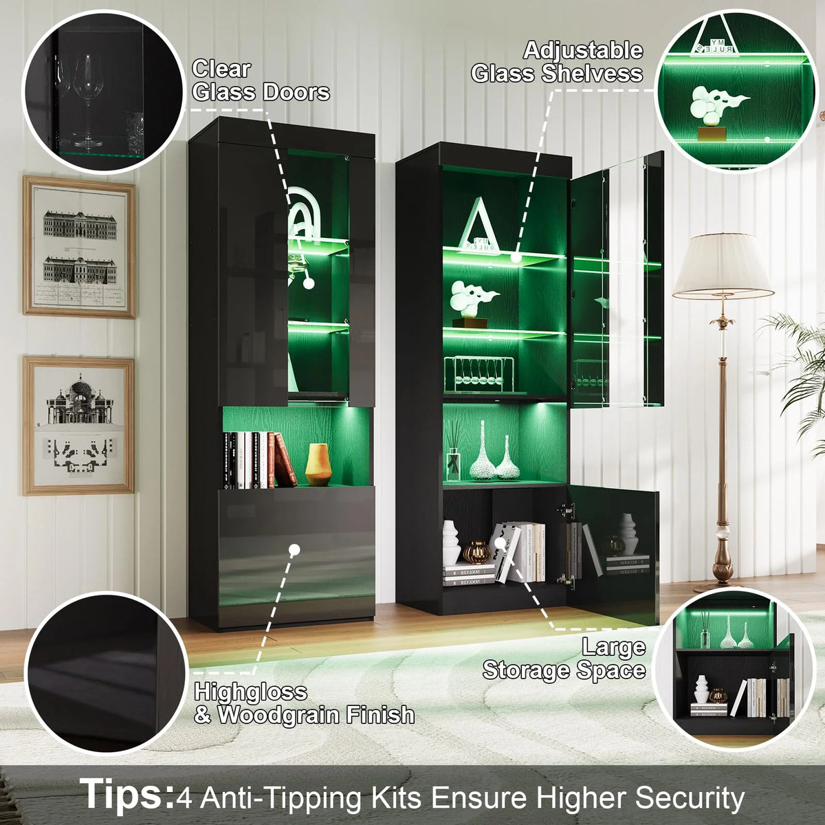 Black Entertainment Center with Fireplace and Bookcases M9459